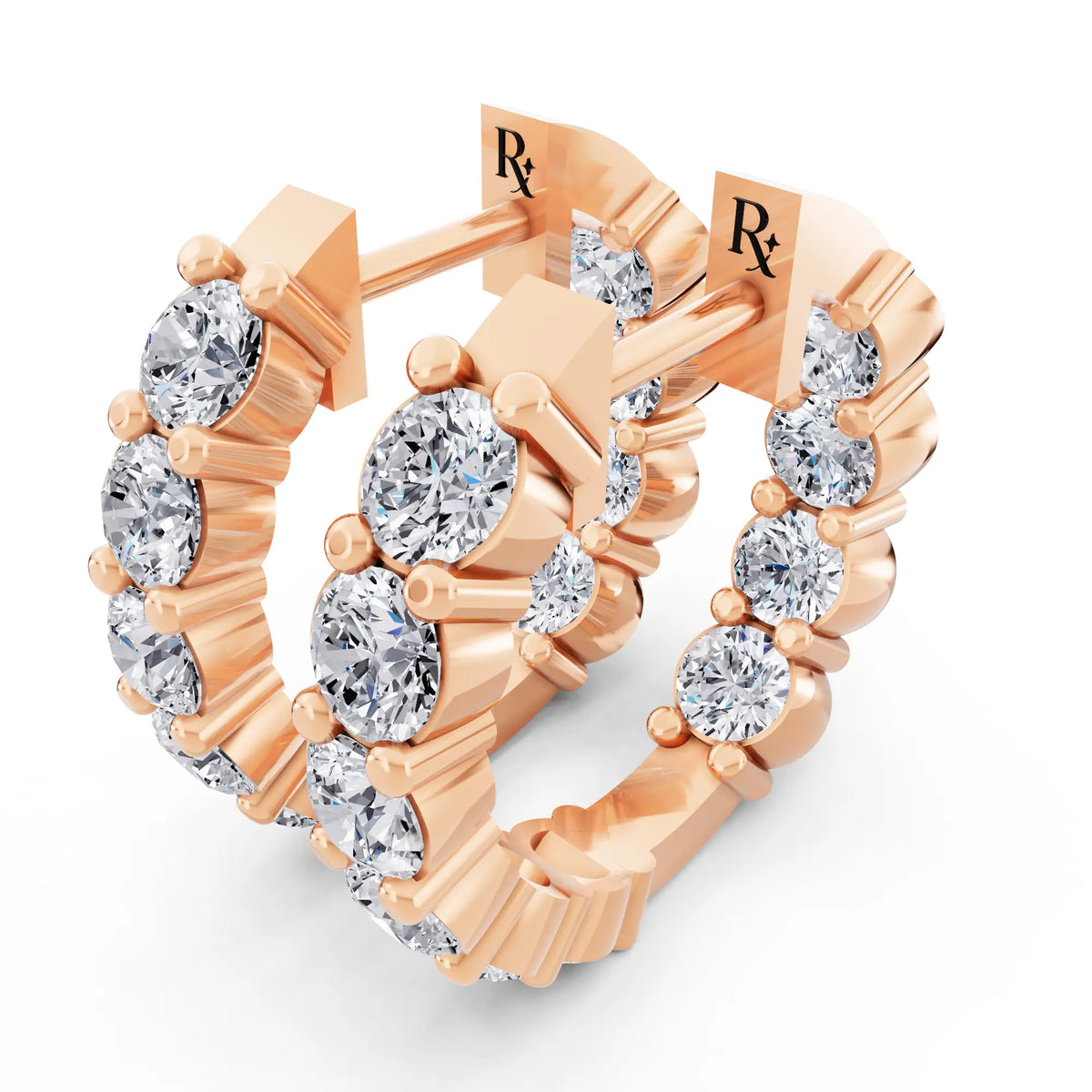 Rose Gold Round Lab Grown Diamond Cluster Hoop Earrings, campaign image