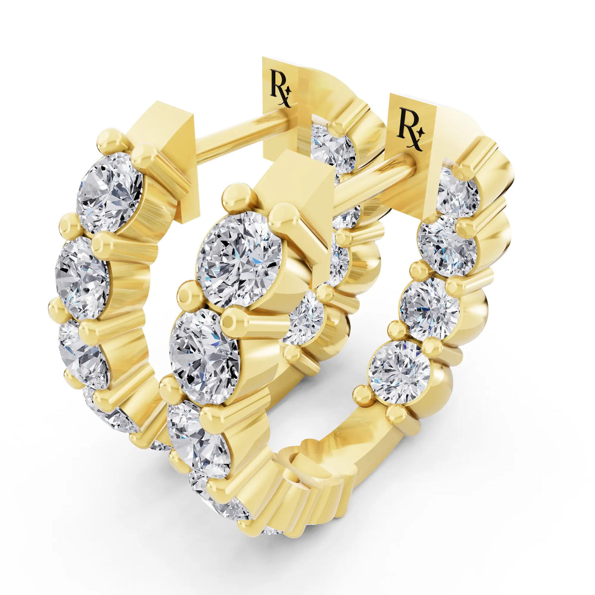 Yellow Gold Round Lab Grown Diamond Cluster Hoop Earrings, campaign image