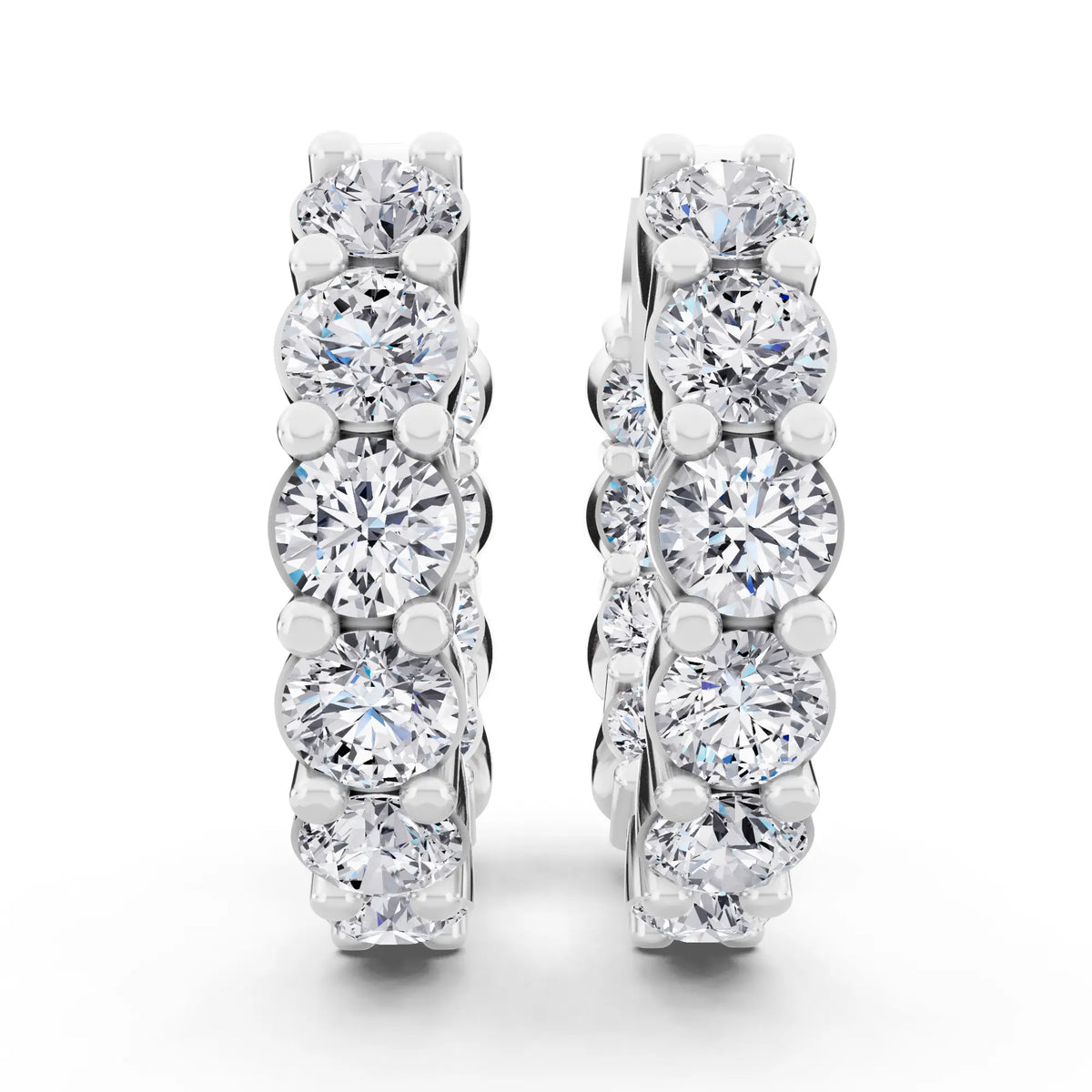 Round Lab Grown Diamond Cluster Hoop Earrings, front view