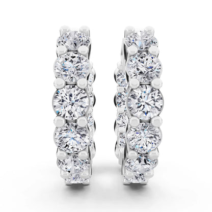 Round Lab Grown Diamond Cluster Hoop Earrings, front view