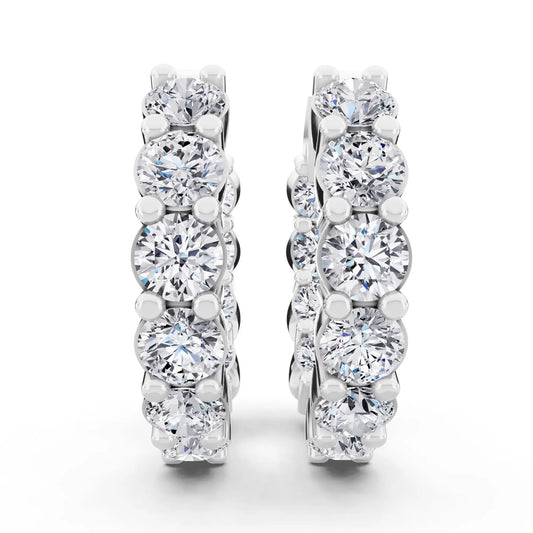 Round Lab Grown Diamond Cluster Hoop Earrings, front view
