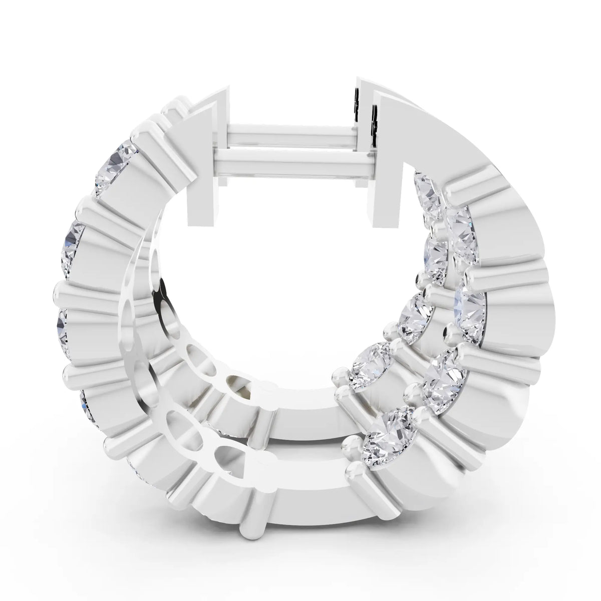 Round Lab Grown Diamond Cluster Hoop Earrings, right side view