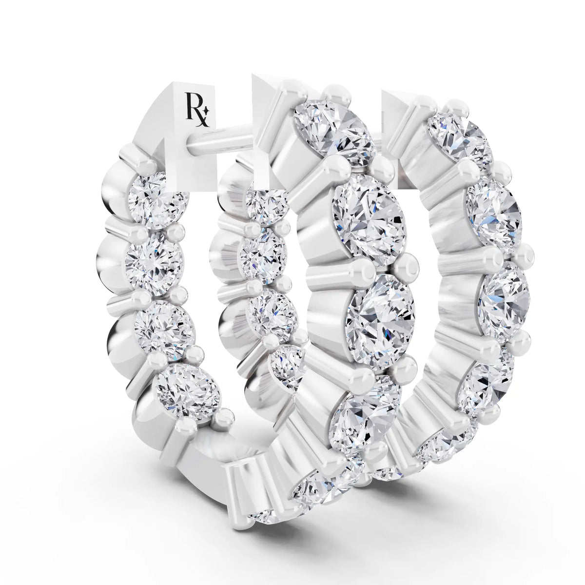 Round Lab Grown Diamond Cluster Hoop Earrings, top view