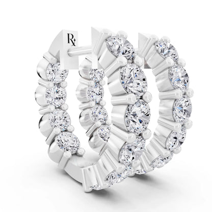 Round Lab Grown Diamond Cluster Hoop Earrings, top view