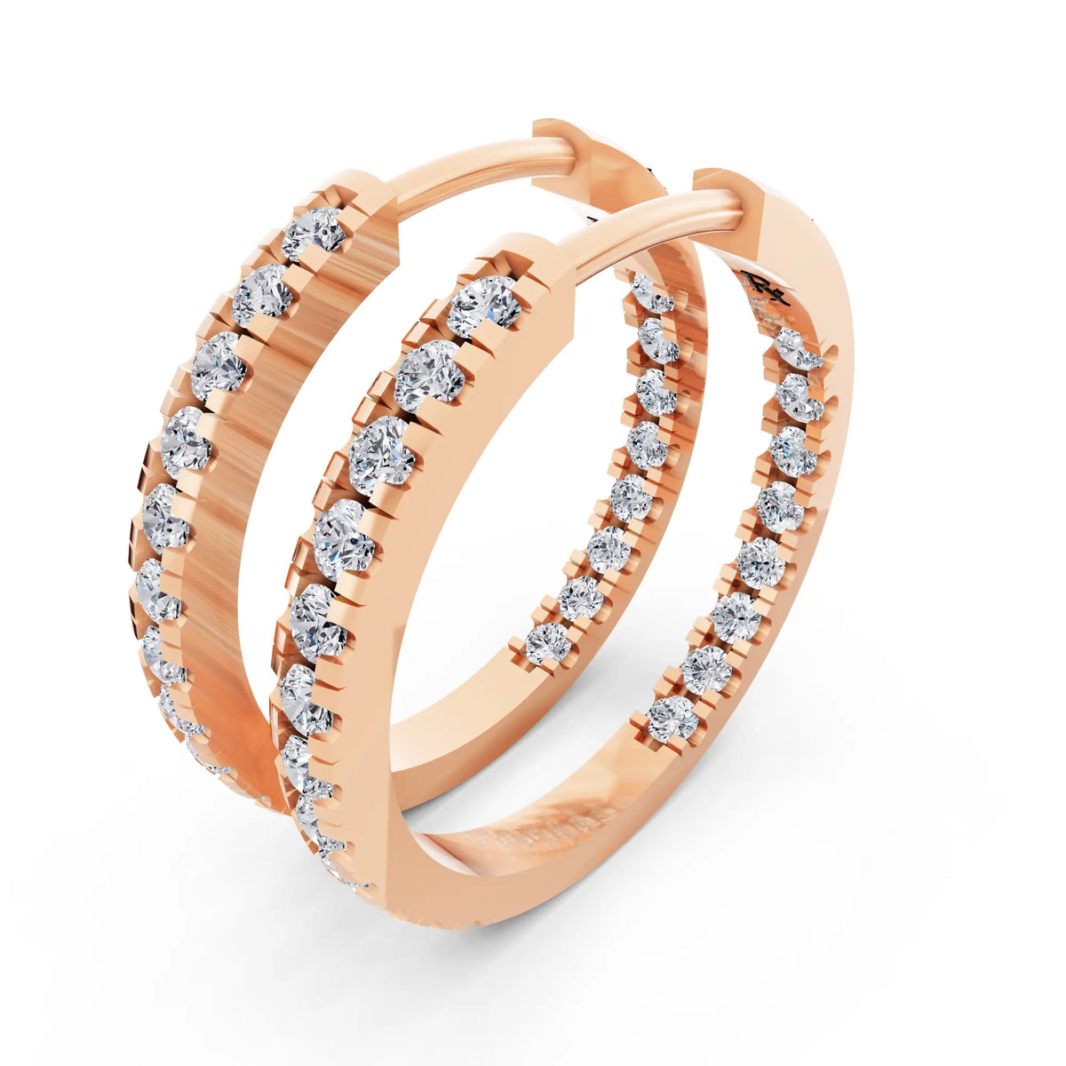 Rose Gold Round Lab Grown Diamond Hoop Earrings, campaign image
