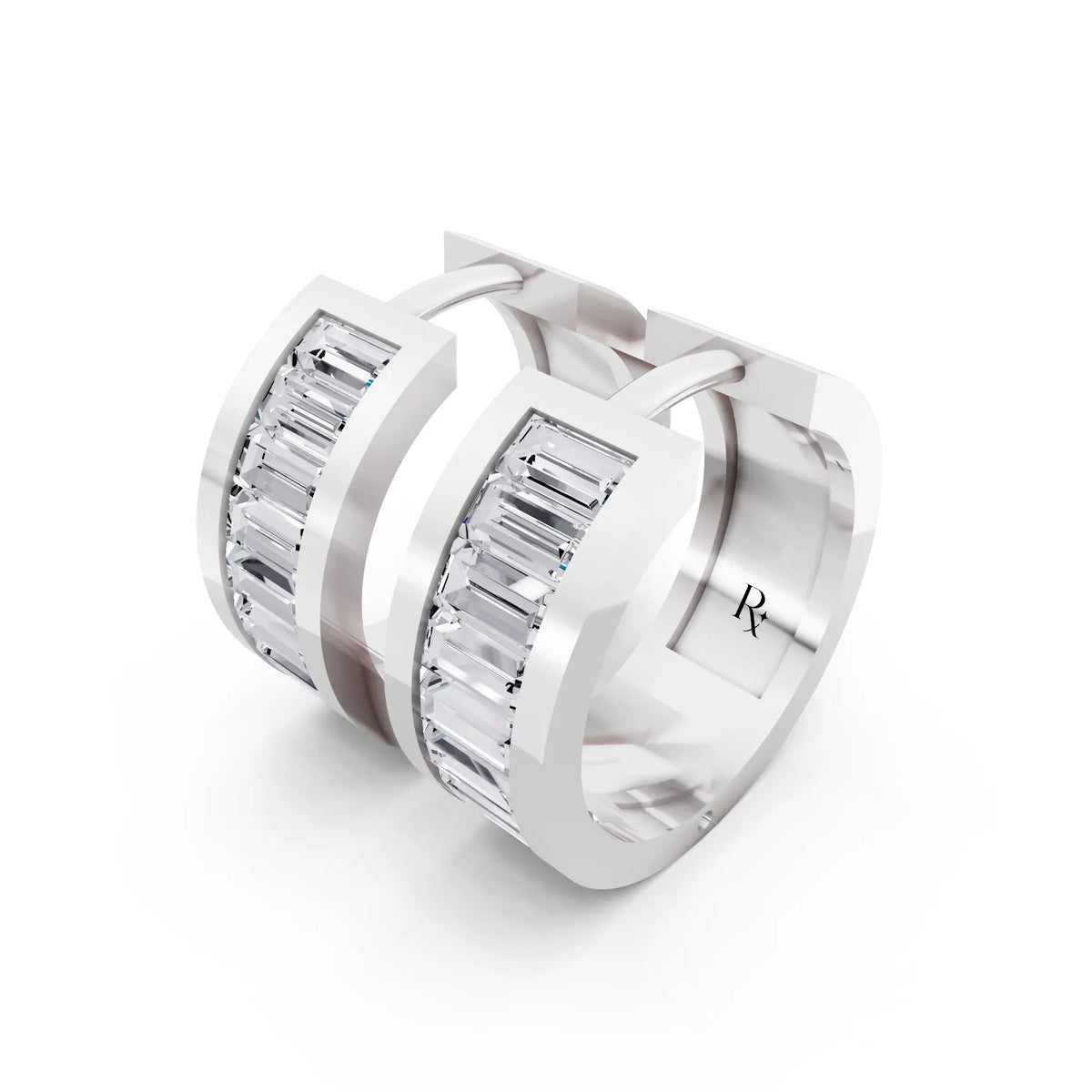 Lab Grown Diamond Baguette Hoop Earrings, campaign image