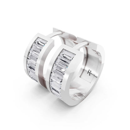 Lab Grown Diamond Baguette Hoop Earrings, campaign image