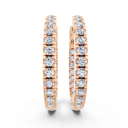 Rose Gold Round Lab Grown Diamond Hoop Earrings, front view