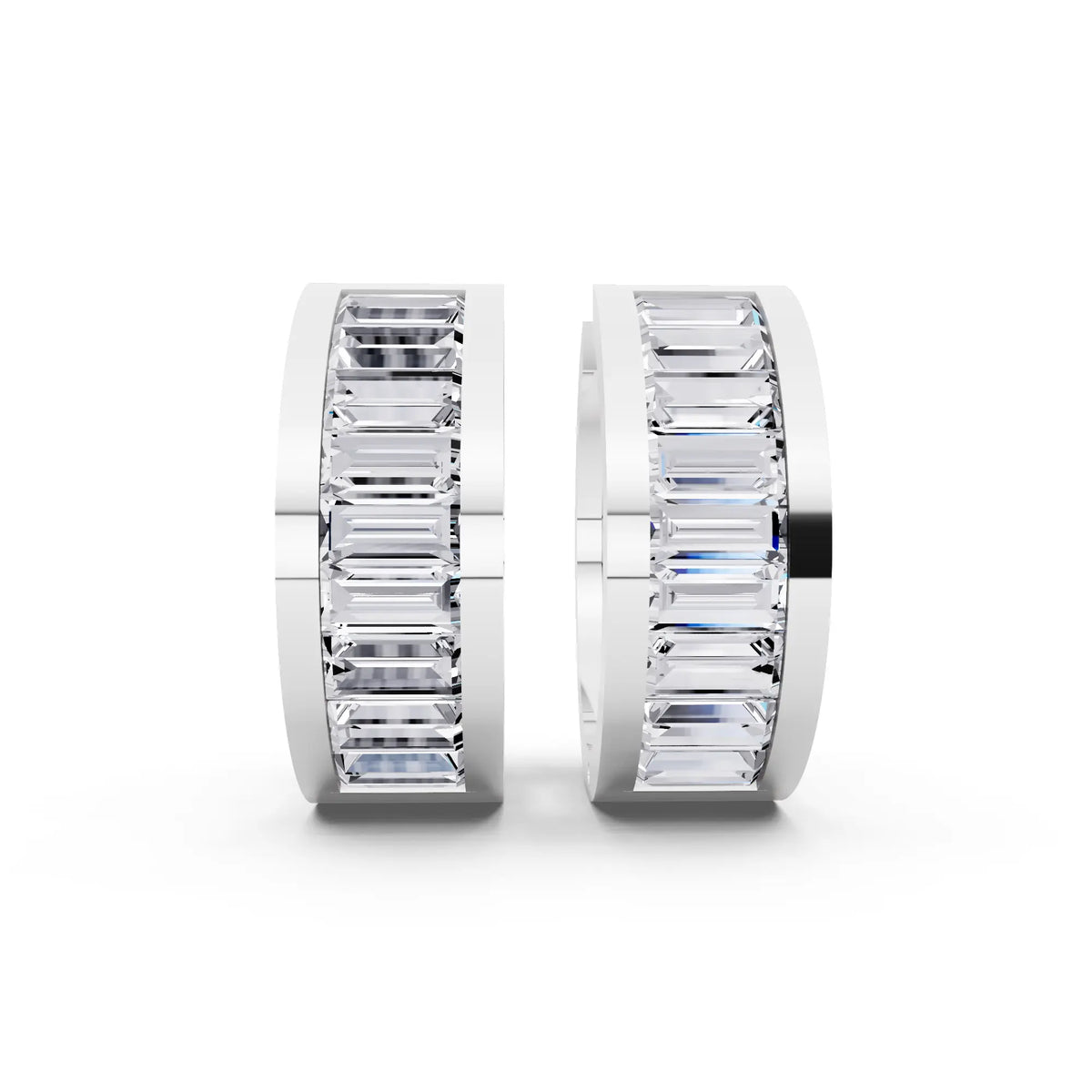 Lab Grown Diamond Baguette Hoop Earrings, front view