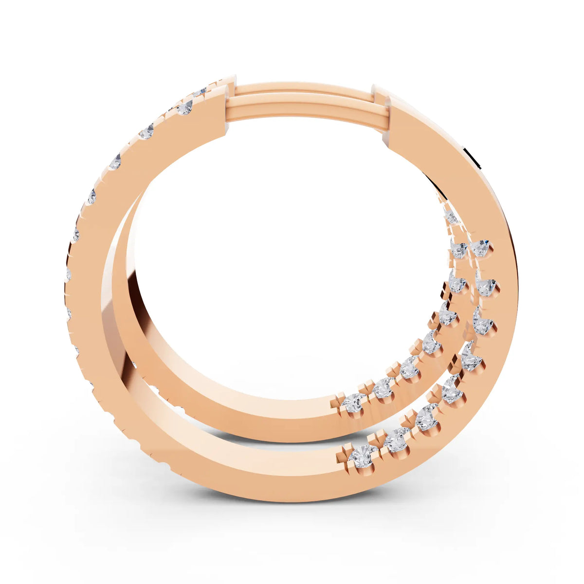 Rose Gold Round Lab Grown Diamond Hoop Earrings, right side view