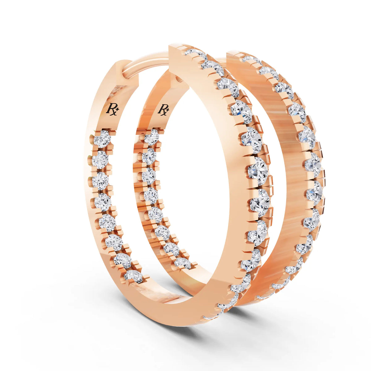 Rose Gold Round Lab Grown Diamond Hoop Earrings, top view