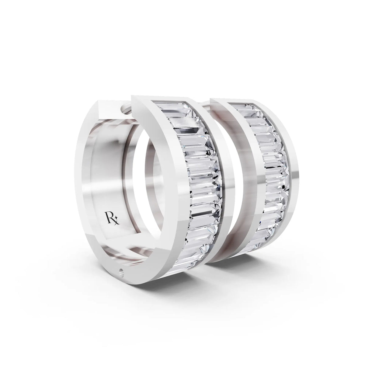 Lab Grown Diamond Baguette Hoop Earrings, top view
