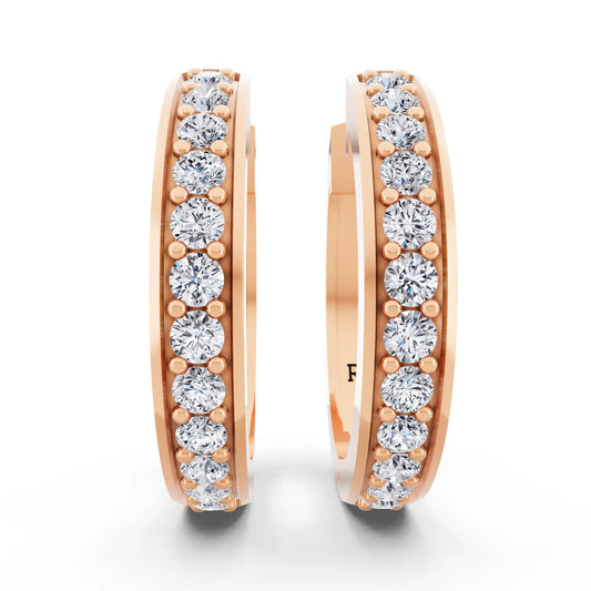 Rose Gold Lab Grown Diamond Climber Earrings, front view