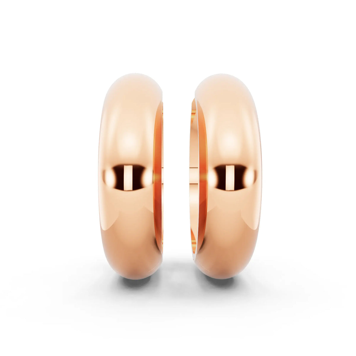 Rose Gold Polished Hoop Earrings, front view