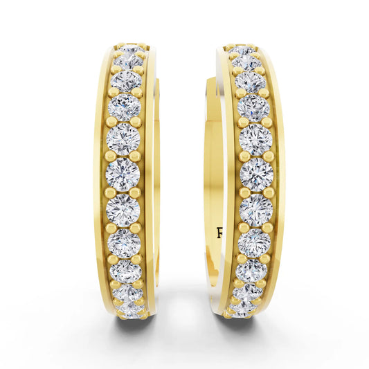 Yellow Gold Lab Grown Diamond Climber Earrings, front view
