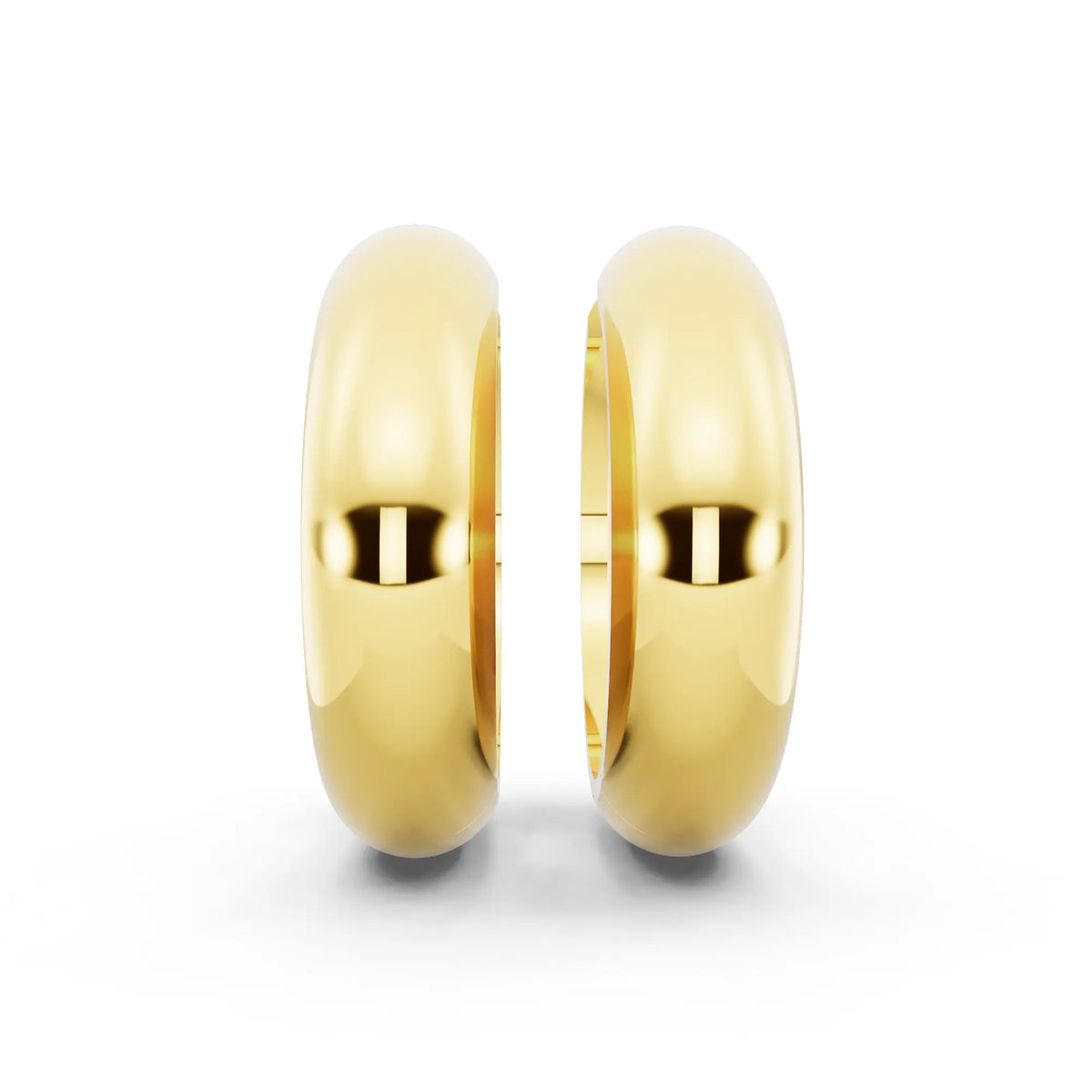 Yellow Gold Polished Hoop Earrings, front view
