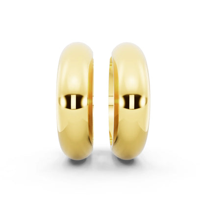 Yellow Gold Polished Hoop Earrings, front view
