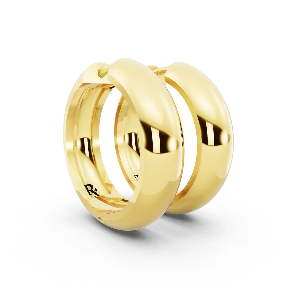 Yellow Gold Polished Hoop Earrings, top view