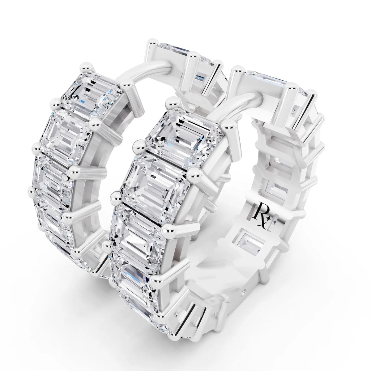 Lab Grown Diamond Emerald Hoop Earrings, campaign image