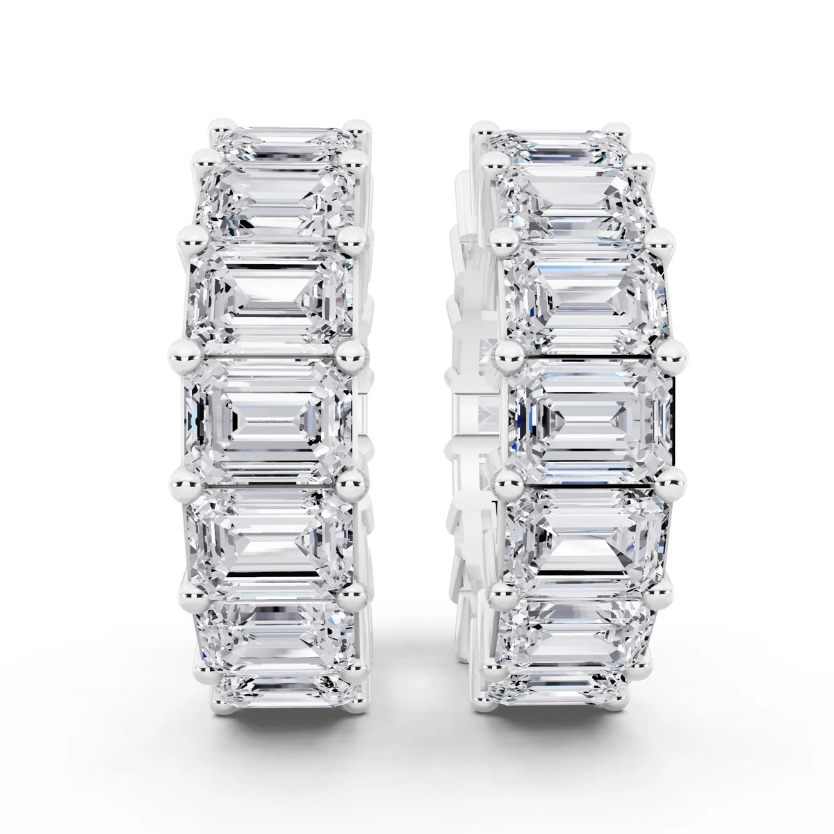 Lab Grown Diamond Emerald Hoop Earrings, front view