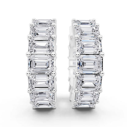 Lab Grown Diamond Emerald Hoop Earrings, front view