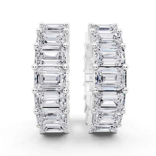 Lab Grown Diamond Emerald Hoop Earrings, front view