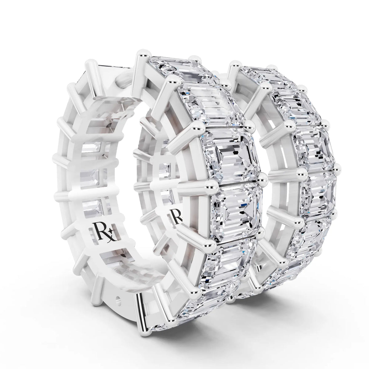 Lab Grown Diamond Emerald Hoop Earrings, top view