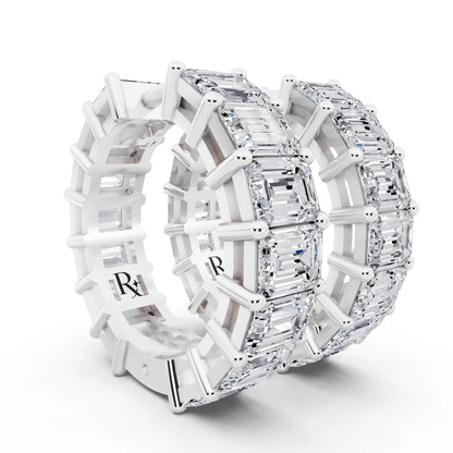 Lab Grown Diamond Emerald Hoop Earrings, top view