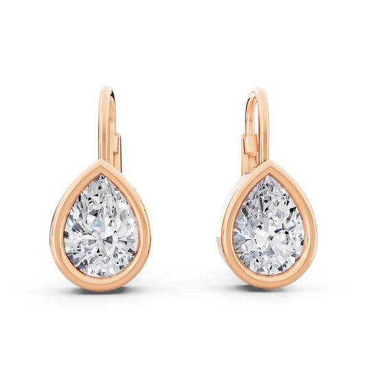 Rose Gold Lab Grown Diamond Pear Drop Earrings, front view