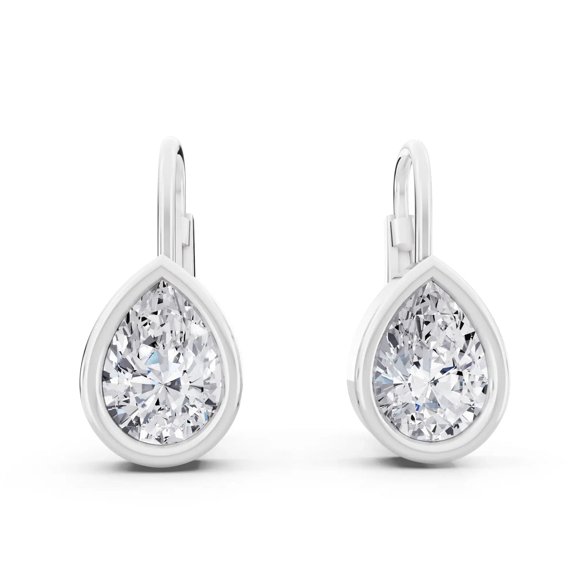 Lab Grown Diamond Pear Drop Earrings, front view