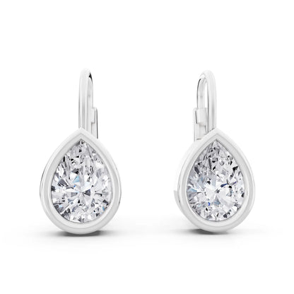 Lab Grown Diamond Pear Drop Earrings, front view