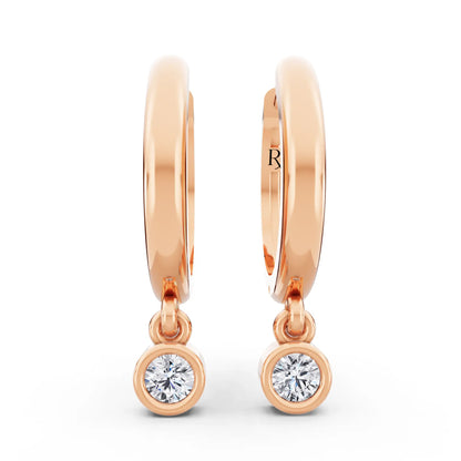 Rose Gold Lab Grown Diamond Charm Hoop Earrings, front view