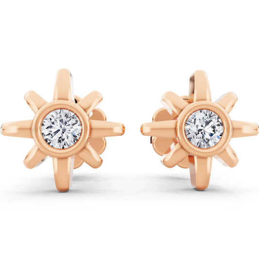 Rose Gold Round Lab Grown Diamond Cluster Earrings, front view