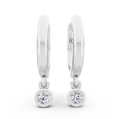 Lab Grown Diamond Charm Hoop Earrings, front view