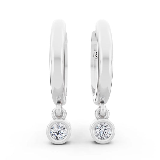Lab Grown Diamond Charm Hoop Earrings, front view