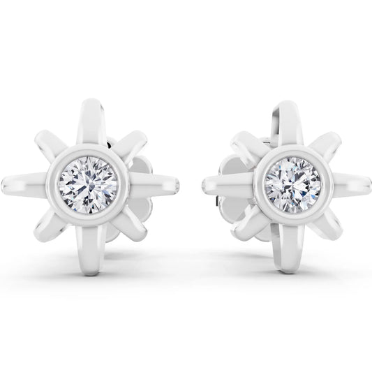 Round Lab Grown Diamond Cluster Earrings, front view