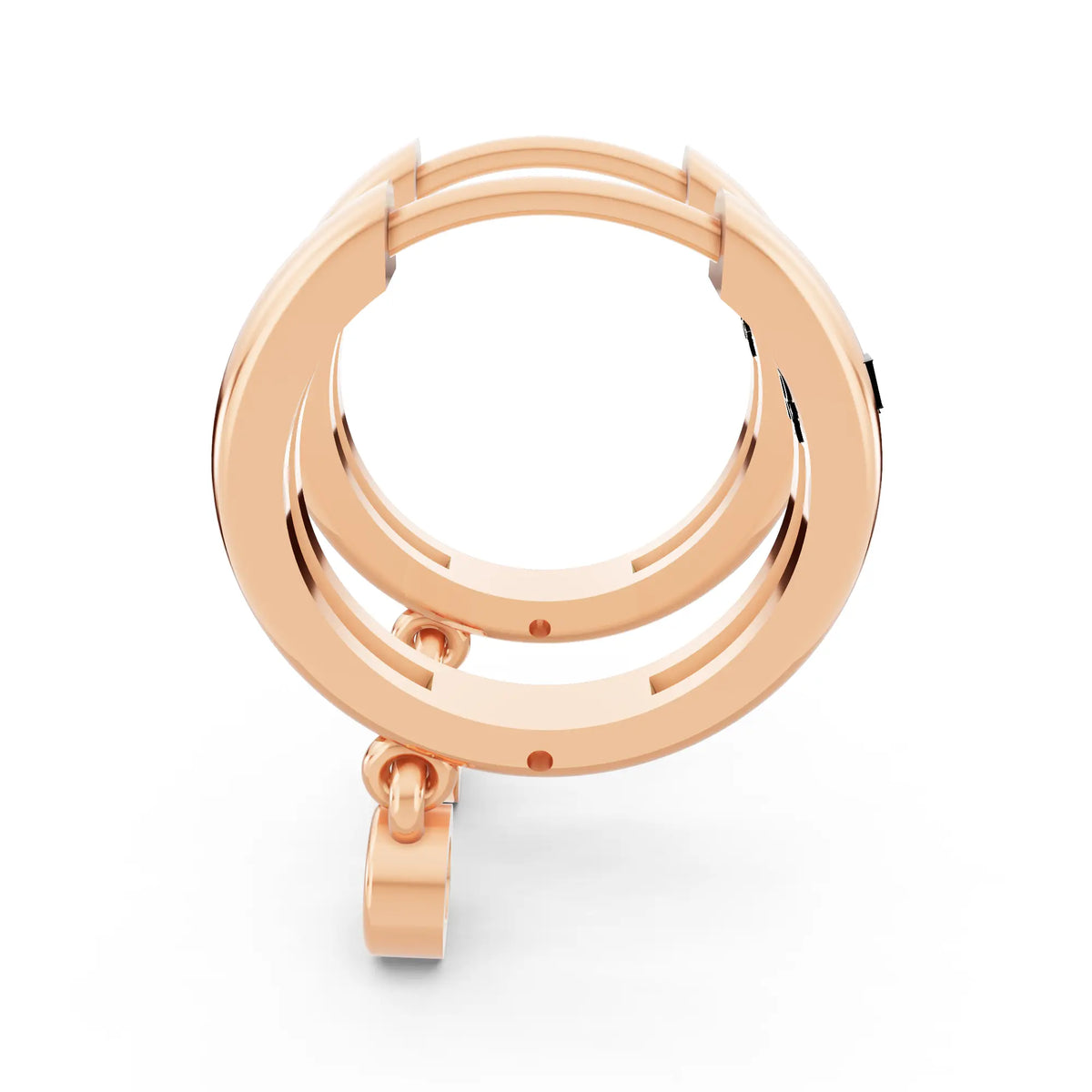 Rose Gold Lab Grown Diamond Charm Hoop Earrings, right side view