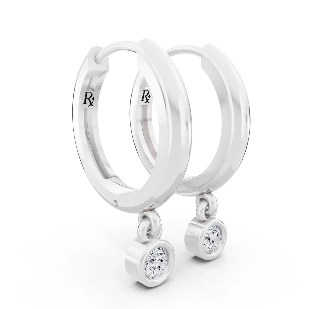 Lab Grown Diamond Charm Hoop Earrings, top view