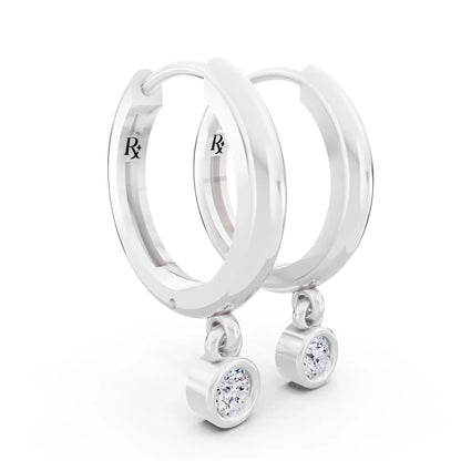 Lab Grown Diamond Charm Hoop Earrings, top view