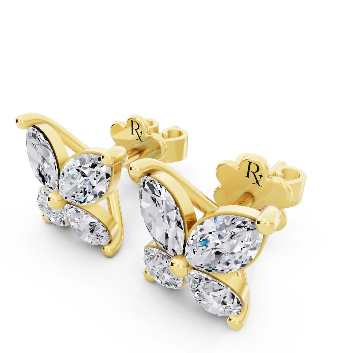 Yellow Gold Lab Grown Diamond Butterfly Earrings, campaign image