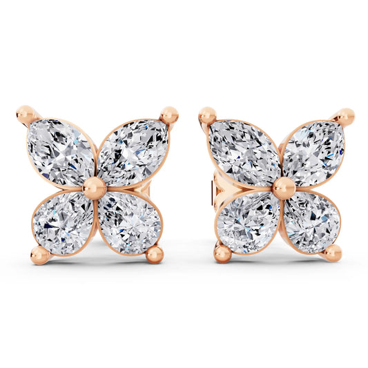 Rose Gold Lab Grown Diamond Butterfly Earrings, front view