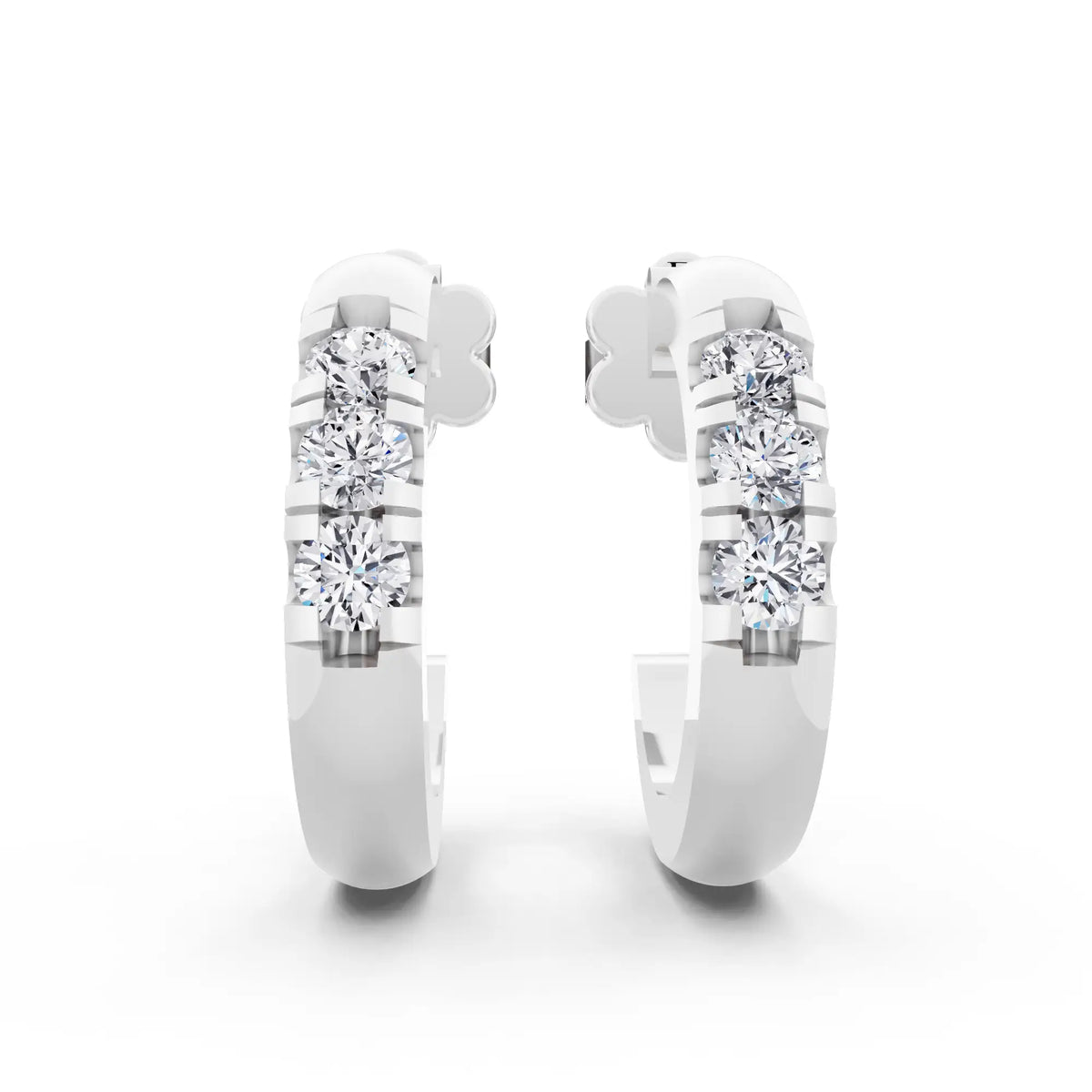 Lab Grown Diamond Huggie Hoop Earrings, front view