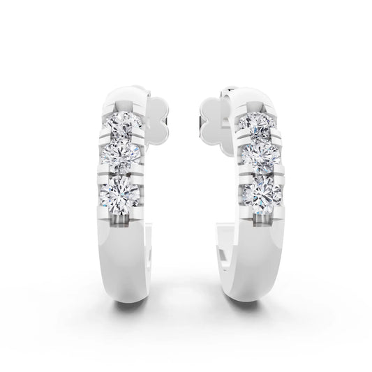 Lab Grown Diamond Huggie Hoop Earrings, front view