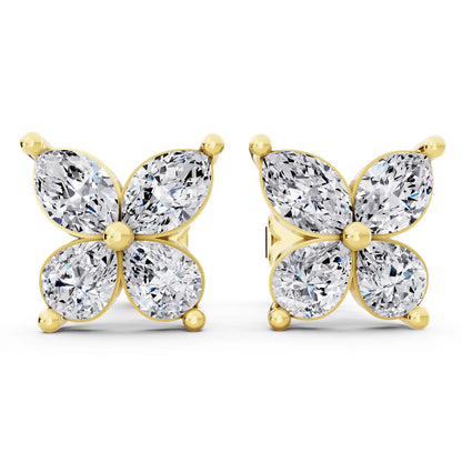 Yellow Gold Lab Grown Diamond Butterfly Earrings, front view