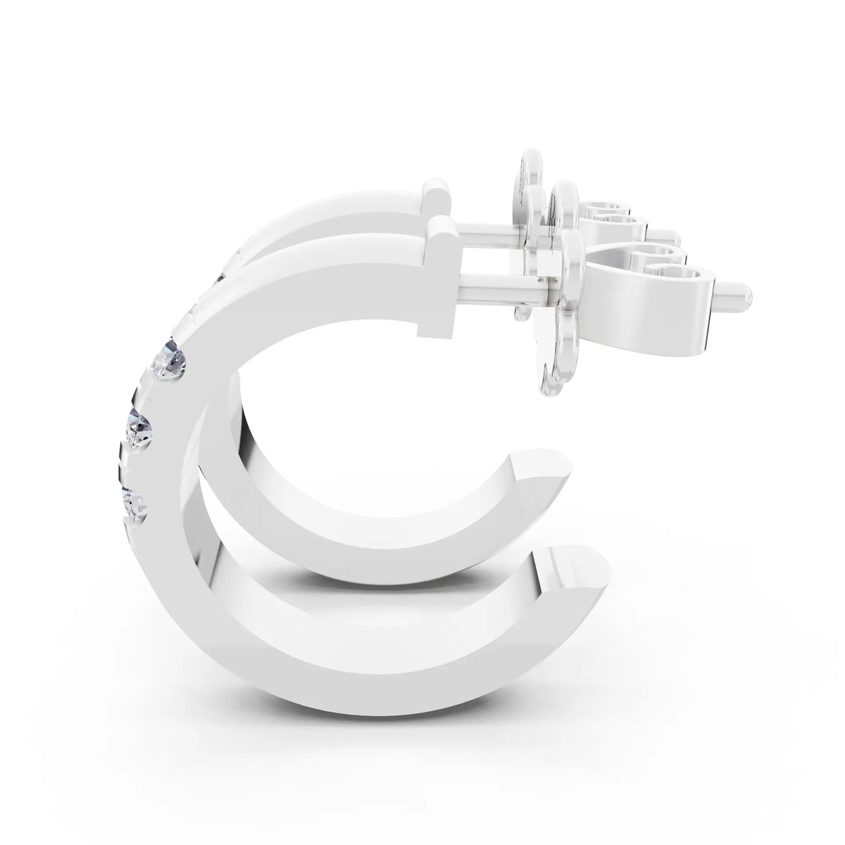 Lab Grown Diamond Huggie Hoop Earrings, right side view