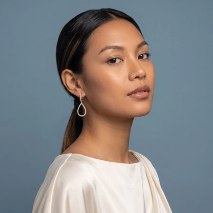 10KT Rose Gold Diamond Teardrop Pave Earrings - model beauty shot