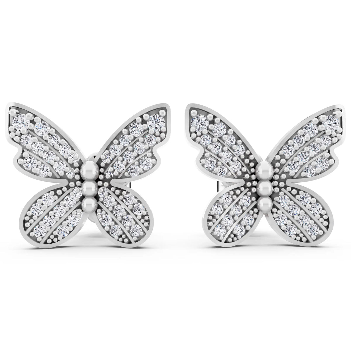 Lab Grown Diamond Butterfly Cluster Earrings, front view