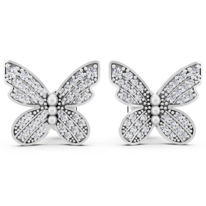 Lab Grown Diamond Butterfly Cluster Earrings, front view