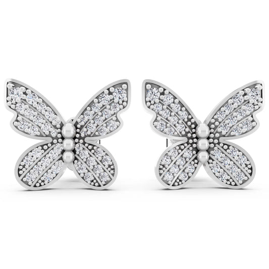 Lab Grown Diamond Butterfly Cluster Earrings, front view