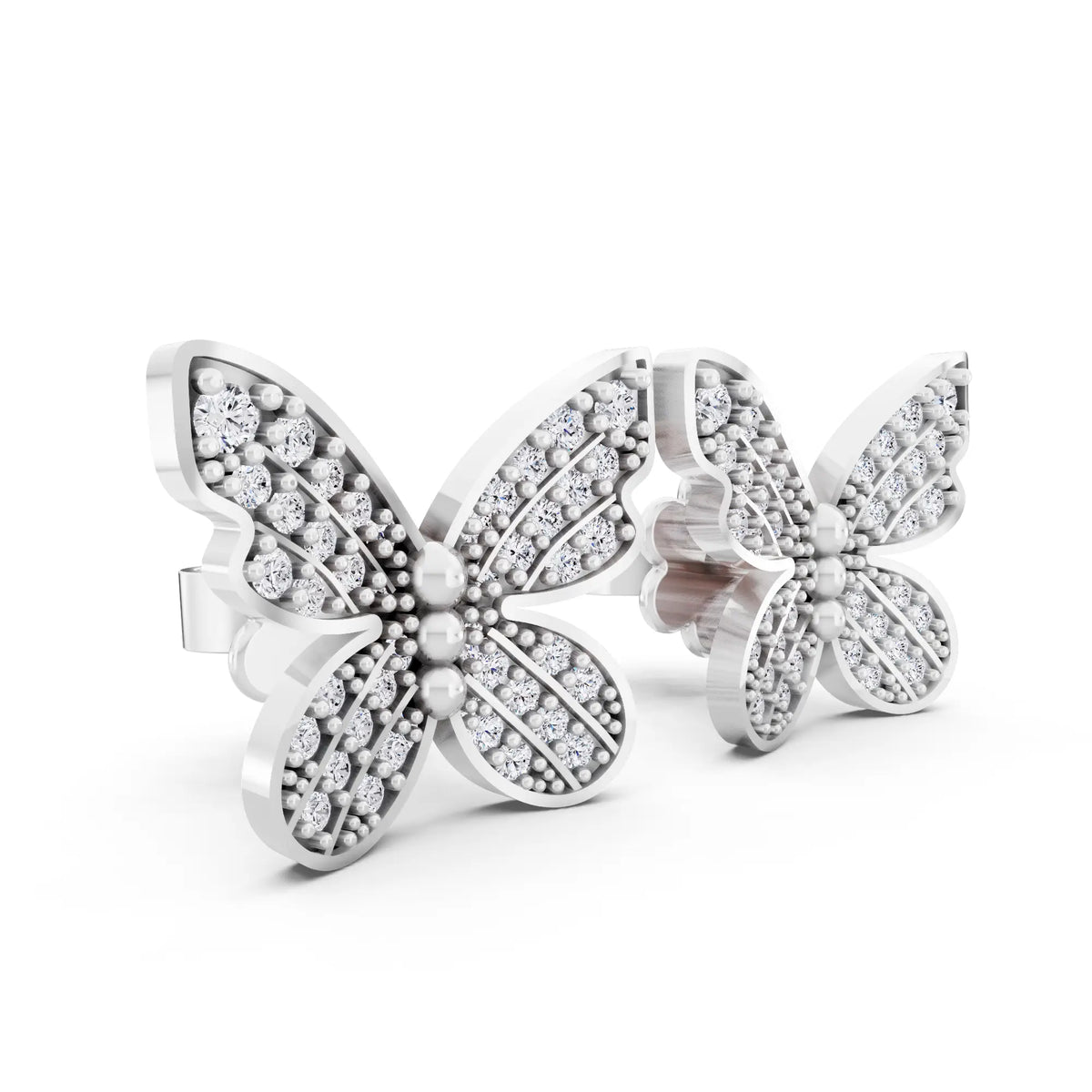 Lab Grown Diamond Butterfly Cluster Earrings, top view